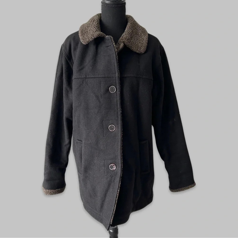 Vintage Les Modes Ellabee Wool  Blend Faux Shearling Lining Sherpa Jacket